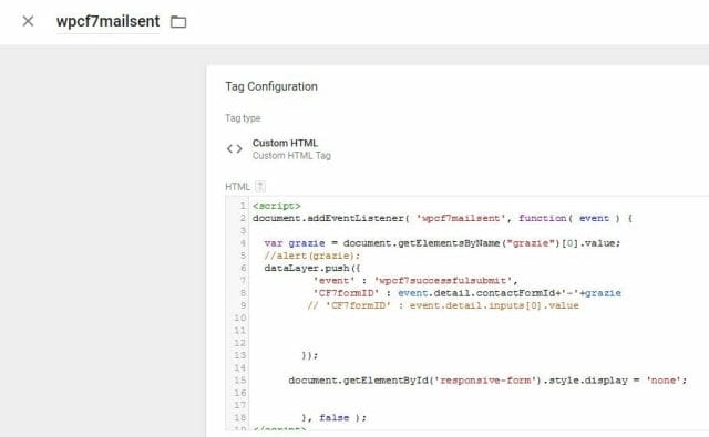 Tracciare Eventi Contactform7 Google Tag Manager 0