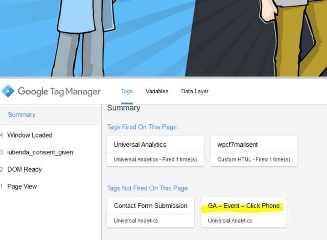 Tracciare i click con Google Tag Manager - evento click phone